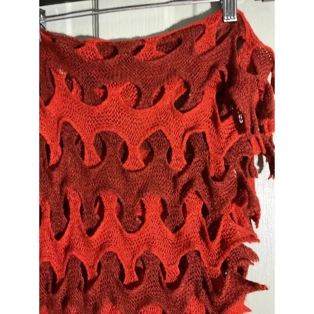 Unique Red Cutout Knit Infinity scarf - Picture 3 of 6